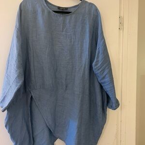 Source Unknown Light Blue Linen Oversized Tunic Top